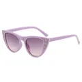 Trendige hellviolette Katzenaugen-Kinder-Sonnenbrille mit Glitzerherz-Details und Verlaufslinsen - Violetter Rahmen Graue Gläser
