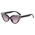Stilvolle Vintage-Katzenaugen-Sonnenbrille für Kinder mit schwarzen Rahmen und Glitzer - Vintage Katzenauge Glitzer Stil / Schwarzer Rahmen Verlauf Grau Gläser