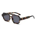 Gafas de sol retro de gran tamaño con doble puente y montura de carey poligonal. - Carey Mixto Lente Gris