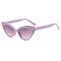 Modische lila Katzenaugen-Sonnenbrille für Kinder mit Glitzerakzenten und getönten Gläsern - Vintage Katzenauge Glitzer Stil / Lila Rahmen Verlaufsgraue Linse