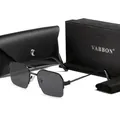 Classic black square double-bridge sunglasses with premium textured case and box - With Box / Black Frame Black Grey Lens