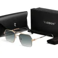 Fashionable square metal double-bridge sunglasses with gradient lenses and packaging set - With Box / Gold Frame Gradient Green Lens