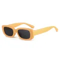 Vintage-style children's square sunglasses featuring a matte yellow frame and dark UV lenses - Yellow Frame Grey Lens