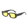Trendy rectangular children's sunglasses with stylish yellow lenses and UV protection. - Black Frame Yellow Lens