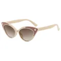 Vintage Katzenaugen-Sonnenbrille für Kinder mit Glitzer in creme-weißem Bonbon-Look - Vintage Katzenauge Glitzer Stil / Off-White Rahmen Verlauf Tee Gläser