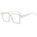 Eleganti occhiali quadrati bianchi anti-luce blu con un raffinato accento in metallo dorato - Bianco