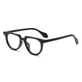 Stijlvolle zwarte ovale anti-blauw licht bril met een uniek brugontwerp voor dames. - Zwart Frame Heldere Lens