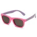 Pink and purple two-tone kids polarized sunglasses with silver rice nail accents. - Pink Frame Purple Legs
