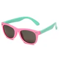 Stylish kids polarized sunglasses with pink frames and mint green temple design - Pink Frame Green Leg