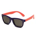 Polarized children's sunglasses with blue frames and coral silicone arms - Purple Blue Frame Dark Pink Temples