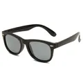 Classic black silicone children's sunglasses featuring stylish silver stud details and grey lenses - Matte Black