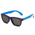 Polarized sunglasses for kids featuring blue color-blocking frame and silver studs - Purple-Blue Frame Blue Temples