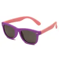 Purple and pink color block silicone sunglasses for kids with cute rice rivet accents - Purple Frame with Pink Legs