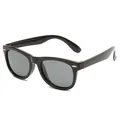 Classic black silicone children's sunglasses with silver rivet detail and polarized lenses - Full Glossy Black