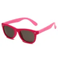 Kids polarized silicone sunglasses with pink color-blocking and UV protection design - Rose Red Frame Pink Legs