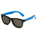 Children's polarized sunglasses featuring black and blue silicone frames with silver rivets - Black Frame Blue Temple
