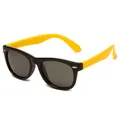 Kids polarized sunglasses with black frame and yellow silicone temples - Black Frame Yellow Legs