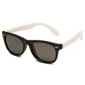 Polarized sunglasses for kids featuring a stylish black and white bi-color frame - Black Frame White Temples