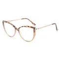 Lunettes anti-lumière bleue de style œil de chat avec monture léopard et métal - Écaille Thé