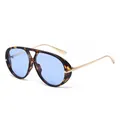 Vintage oversized aviator sunglasses featuring blue lenses and a tortoise frame - Tortoise Frame Blue Lens
