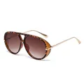 Vintage γυαλιά ηλίου aviator με λεοπάρ σκελετό και καφέ ντεγκραντέ φακούς για γυναίκες - Ταρταρούγα Σκελετός Ντεγκραντέ Τσάι Φακός