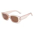 Retro-Kindersonnenbrille mit rechteckigem Rahmen in Transparent-Rosa und braunen Gläsern. - Transparenter Tee-Rahmen Tee-Gläser