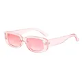 Retro pinke transparente kleine quadratische Kindersonnenbrille, UV-Schutz Sonnenbrille - Transparent rosa Rahmen rosa Gläser