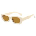 Elegante cremefarbene rechteckige Kinder-Sonnenbrille mit bernsteinfarbenen Gläsern - Beiger Rahmen Tee-Gläser