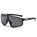 Gafas de sol de ciclismo negras de gran tamaño profesionales para deportes al aire libre y correr - 3358 montura negra lentes grises patillas grises