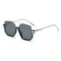 Klassische quadratische Sonnenbrille mit grünem Rahmen und Doppelsteg für Damen - Grüner Silberner Rahmen Schwarz Graue Gläser