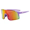 Sports cycling sunglasses with purple frame and iridescent polarized lenses for outdoor racing - Purple Frame Purple Red Mirrored