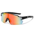 Gafas de sol deportivas premium para ciclismo con lentes de espejo rojo anaranjado - Montura Negra Espejo Rojo
