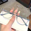 Modische Damenbrille mit Blaulichtfilter und einem blau-silbernen Metallrahmen. - Blau Silber - Blaulichtfilterlinse