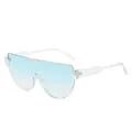 Eleganti occhiali da sole a mascherina oversize con lenti sfumate blu e montatura trasparente - Occhiali da sole / Montatura Trasparente Lenti Blu Trasparenti