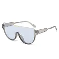 Occhiali da sole a mascherina moda oversize con lenti azzurre e montatura grigia. - Occhiali da sole / Montatura Grigia Lente Grigio Chiaro