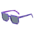 Fun purple pixelated mosaic sunglasses for themed parties and live streaming decor - Purple Grid
