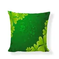 Green St. Patrick's Day decorative pillowcase with clover pattern on linen texture - Dark Green Shamrock Vines Style (9855-1) / 18x18 Inch