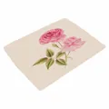 Detailweergave van linnen placemat met elegante roze rozenbloemenprint voor tafeldecoratie - 32x45cm / Roze Roos (7804-8)