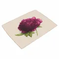 Detailopname van een placemat met linnen textuur en een levendig paars pioenroosontwerp. - 32x45cm / Purperrode Pioenroos (7804-5)