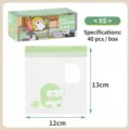 Bolsa comida pingüino XS 40 uds por caja, bolsa transparente con cremallera 12x13cm - XS (40 Piezas/Caja) / Verde matcha