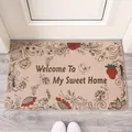 Alfombra de entrada antideslizante de tierra de diatomeas con diseño 'Welcome To My Sweet Home' - Jardín de Fresas / 40cm*60cm