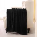 Weiche schwarze Kaninchenfell-Fleecedecke mit luxuriöser Rippstruktur für das Sofa - Schwarz