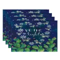 4-piece washable linen placemat set with Be the Light firefly and cactus garden design - Blue Firefly and Motivational Text (7903-6) / 4 Pieces/Pack (32*45cm)