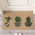 Alfombra de entrada antideslizante de lodo de diatomeas con un encantador diseño de tres cactus - Cactus / 40cm*60cm