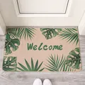 Alfombra de bienvenida antideslizante impresa con hojas de monstera tropical verde - Hojas Verdes / 40cm*60cm