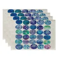 Washable linen placemats set of 4 with blue watercolor circle leaf patterns - Watercolor Geometric Starry Pattern (7903-10) / 4 Pieces/Pack (32*45cm)