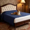 Navy blue quilted waterproof pet bed mat and furniture protector for dogs and cats - 75x127cm / Dark Blue