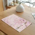 Roze placemat met rozenpatroon op een houten tafel - 32*45cm / Romantische Roze Roos Stijl (7811-8)