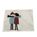 Tovaglietta decorativa in lino con stampa astratta di coppia di cartoni animati - Illustrazione Di Coppia Che Si Coccola (7702-3) / 32*45cm