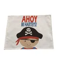 Duurzame linnen placemat met cartoon piraat en decoratieve Ahoy Mi Harteys tekst - Piraat Thema Patroon (7702-18) / 32*45cm